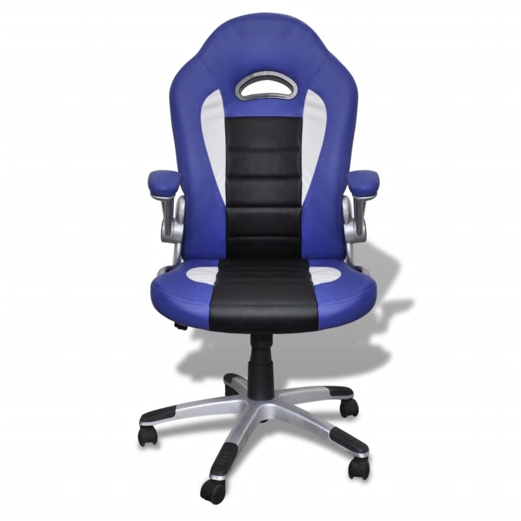 Artificial Leather Office Chair Height Adjustable Modern Blue