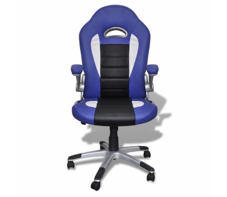 Artificial Leather Office Chair Height Adjustable Modern Blue