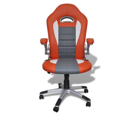 Artificial Leather Office Chair Height Adjustable Modern Orange