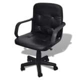 Luxury Leather Office Chair Height Adjustable Swivel Black