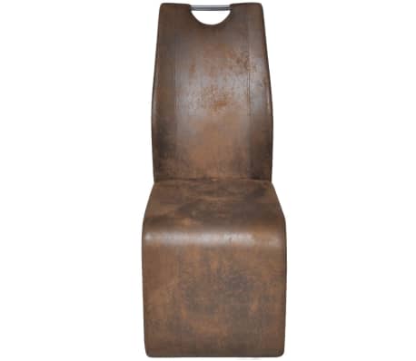 vidaXL Valgomojo kėdės, 2 vnt., rudos spalvos, dirbtinė oda