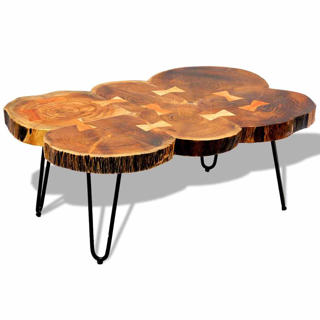 Coffee table, 35 cm, 6 wooden wheels design, solid rosewood