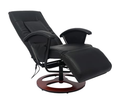 vidaXL Шиацу масажен стол, черен, изкуствена кожа