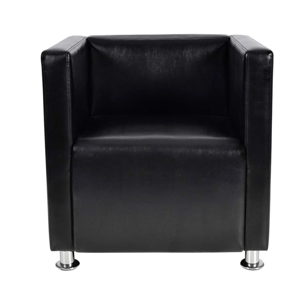 

vidaXL Cube Armchair Black Faux Leather