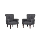 2 French Style Chairs With Armrest Gray