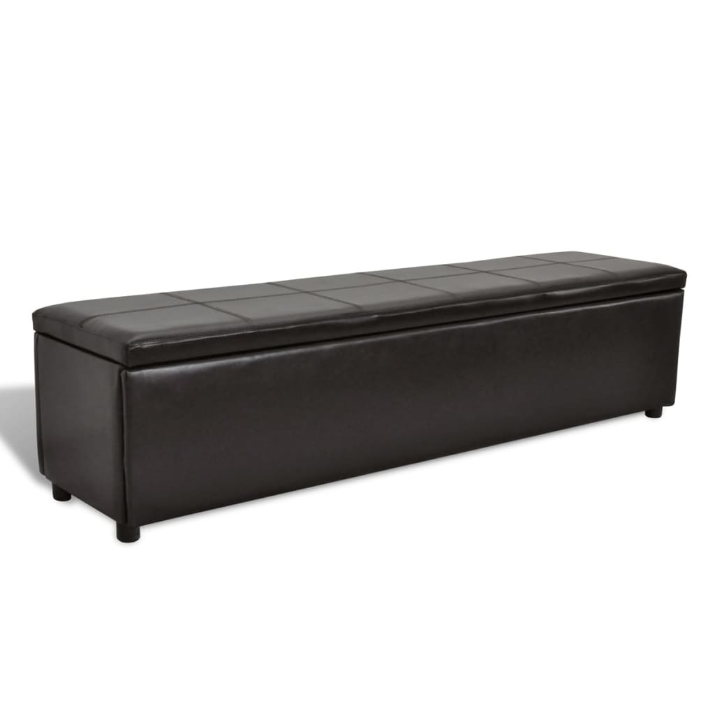 Kepooman Leather Storage Chest with Wooden Feet for Bedroom, Brown Kepooman Leather Storage Chest with Wooden Feet for Bedroom, Brown