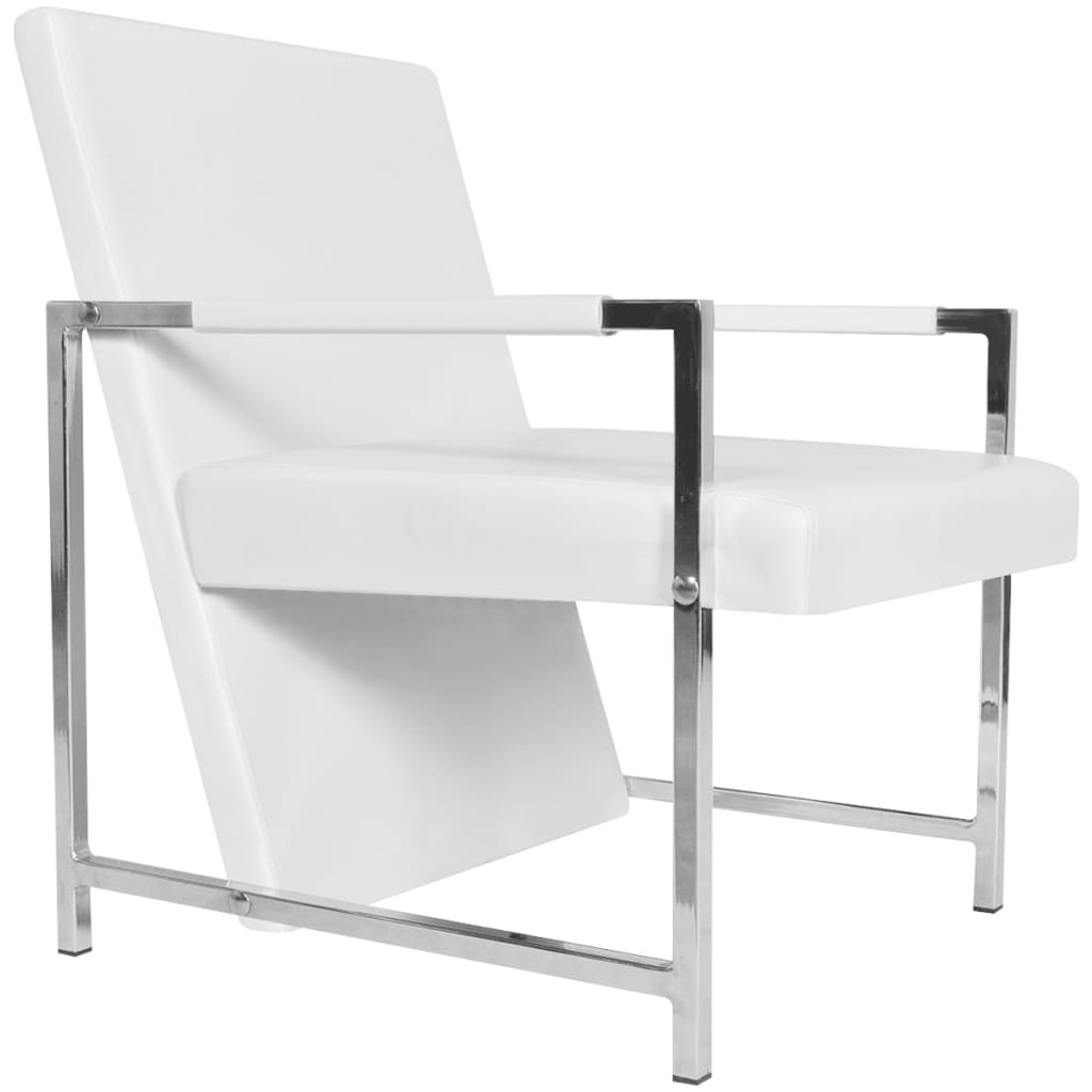 Image of vidaXL Cube Armchair White Faux Leather