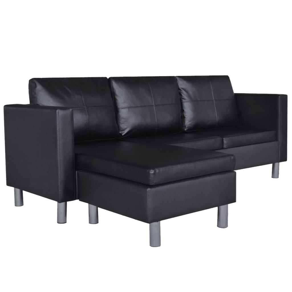 

vidaXL Sectional Sofa 3-Seater Artificial Leather Black