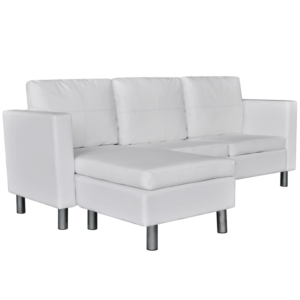 

vidaXL Sectional Sofa 3-Seater Artificial Leather White
