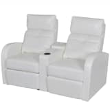 Artificial Leather Home Cinema Recliner Reclining Sofa 2-seat White