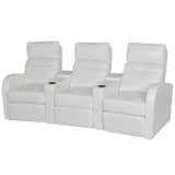 Artificial Leather Home Cinema Recliner Reclining Sofa 3-seat White