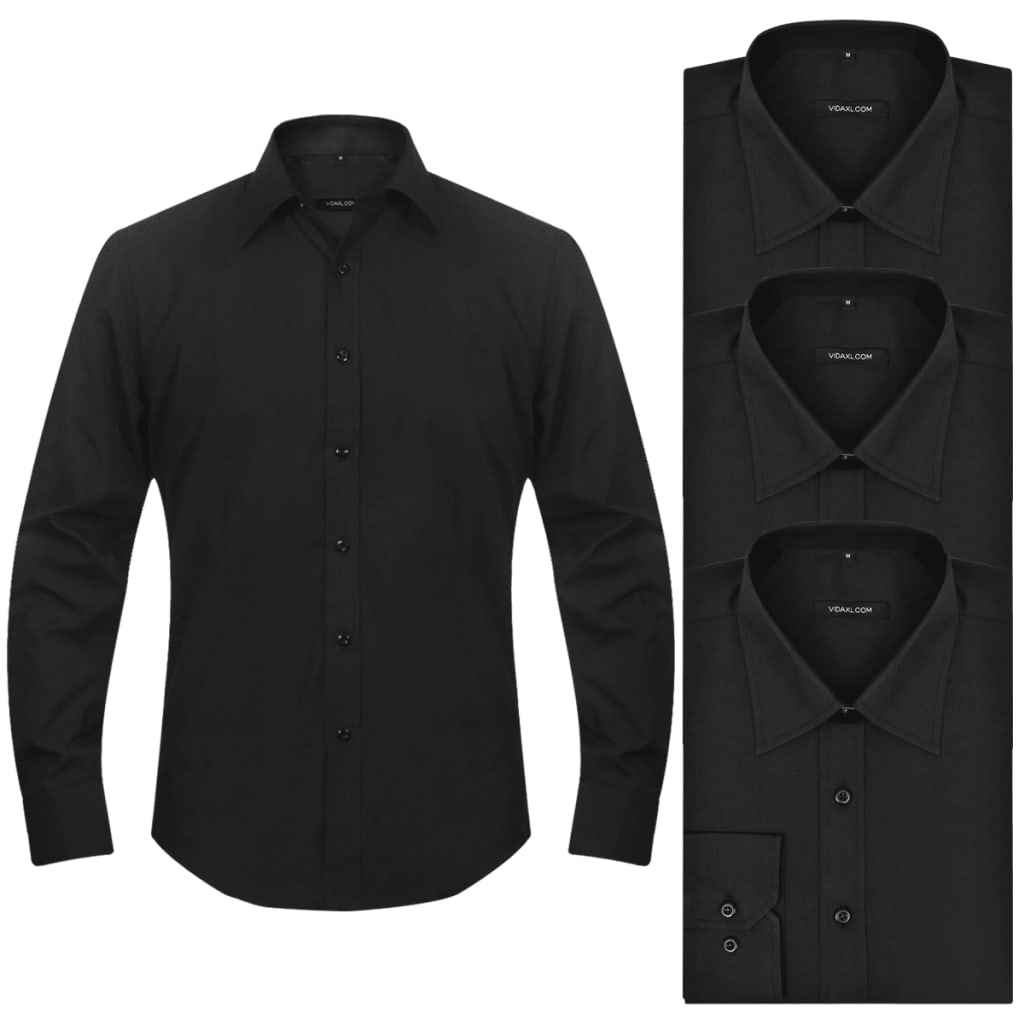 3 Men's Business Shirts Size M Black