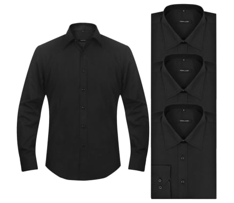 3 Men's Business Shirts Size L Black