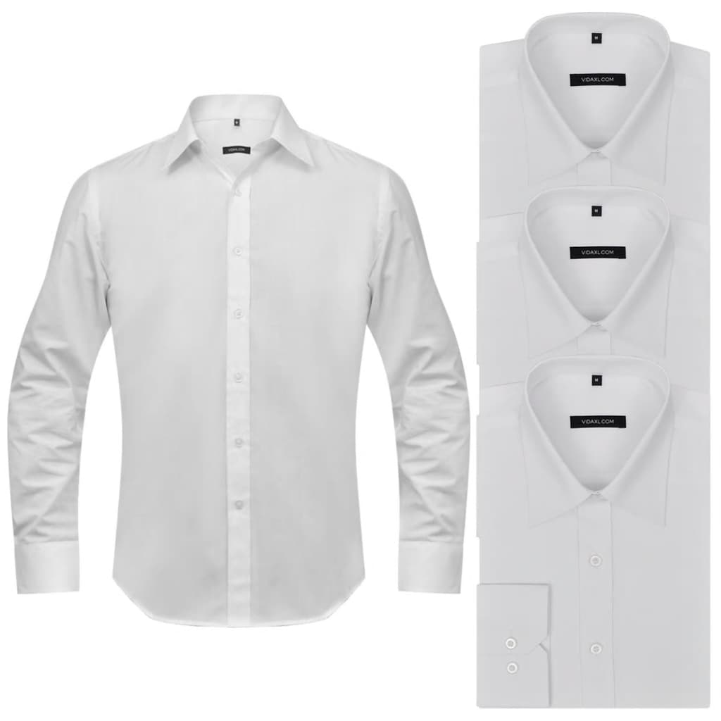 3 Men's Business Shirts Size L White