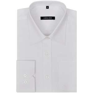 Jungen Hemd Kinder Langarm-Shirt einfarbig wei&szlig; Gr. 104-110