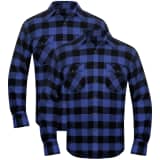 Camisa trabalho flanela p/ homem xadrez azul-preto, 2 pcs, XL