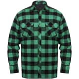 Camisa trabalho xadrez fanela forrada, homens verde-preto L