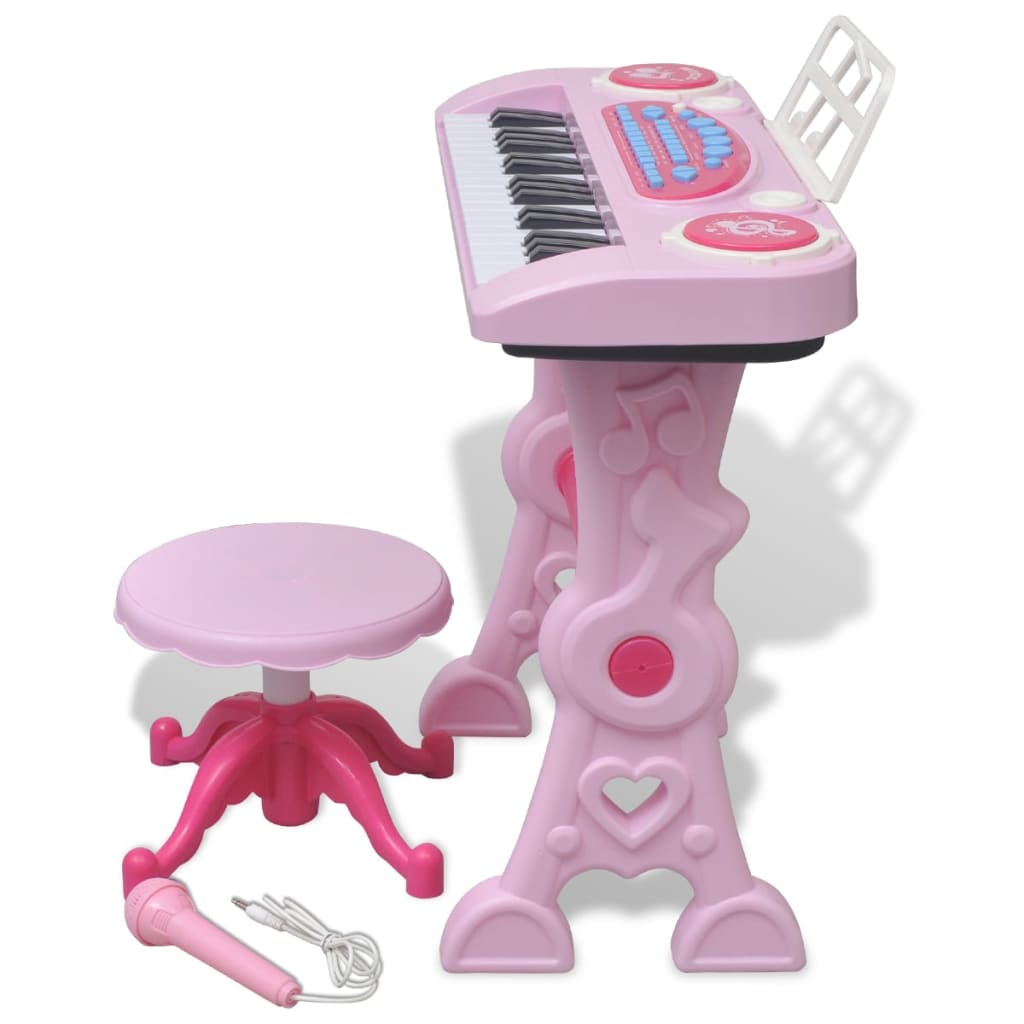 Komprimere kom sammen Stolt legetøjskeyboard med skammel/mikrofon pink • Hjemshop.dk