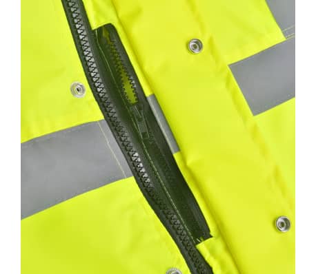 vidaXL Men's High Visibility Jacket Yellow Size XL Polyester
