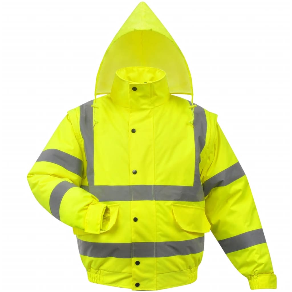 vidaXL Men's High Visibility Jacket Yellow Size L Polyester