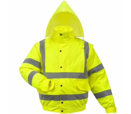 vidaXL Men's High Visibility Jacket Yellow Size L Polyester