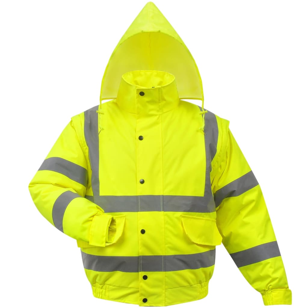 vidaXL Men's High Visibility Jacket Yellow Size XXL Polyester