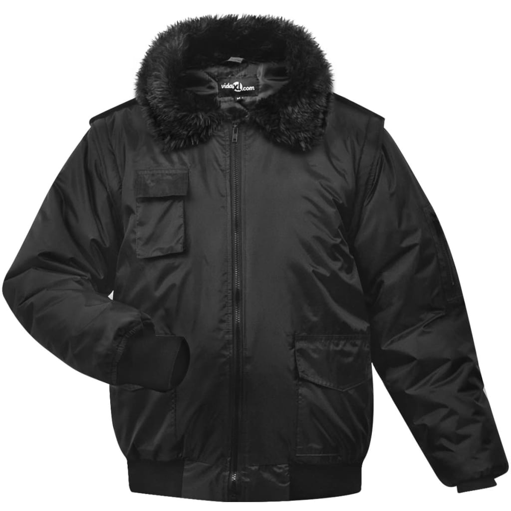 vidaXL Veste de pilote pour hommes Noir Taille XL Polyester