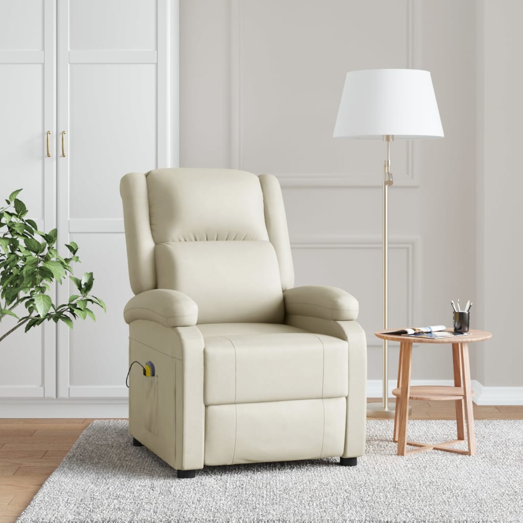 vida XL Massagesessel Cremeweiß Kunstleder