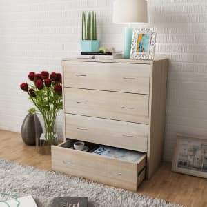 Příborník se 4 zásuvkami 60 x 30,5 x 71 cm barva dub