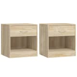 vidaXL Nightstand 2 pcs with Drawer Oak Colour