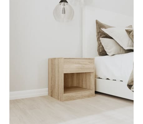 Vidaxl 2x Nightstands With Drawer Bedroom Bedside Cabinet Oak