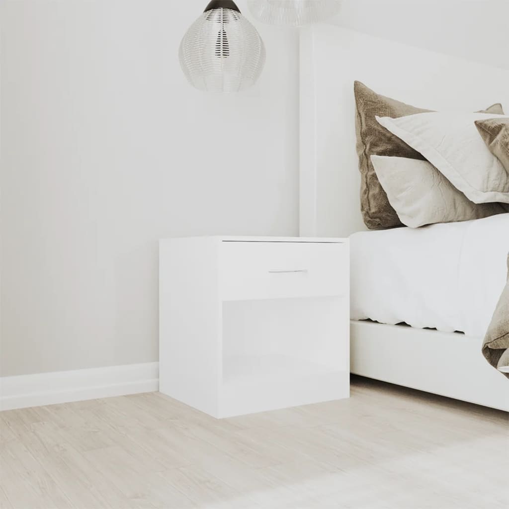 vidaXL Nachtkastje met 1 lade wit 2 st afbeelding
