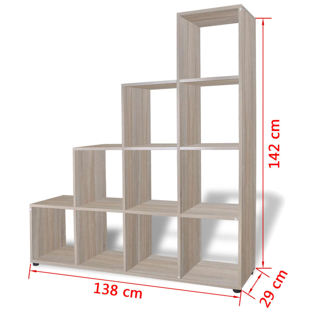 Bibliotecă în trepte / Raft de expunere 142 cm Stejar