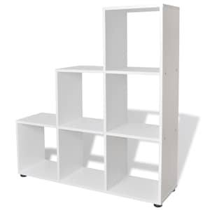 vidaXL trepikujuline raamaturiiul, 107 cm, valge