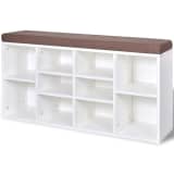 Banc de rangement de chaussures avec 10 compartiments Blanc