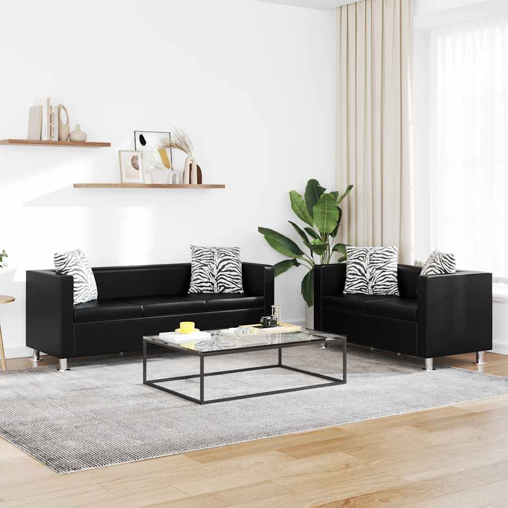 Thumbnail - vidaXL Sofa-Set Kunstleder 3-Sitzer und 2-Sitzer Schwarz