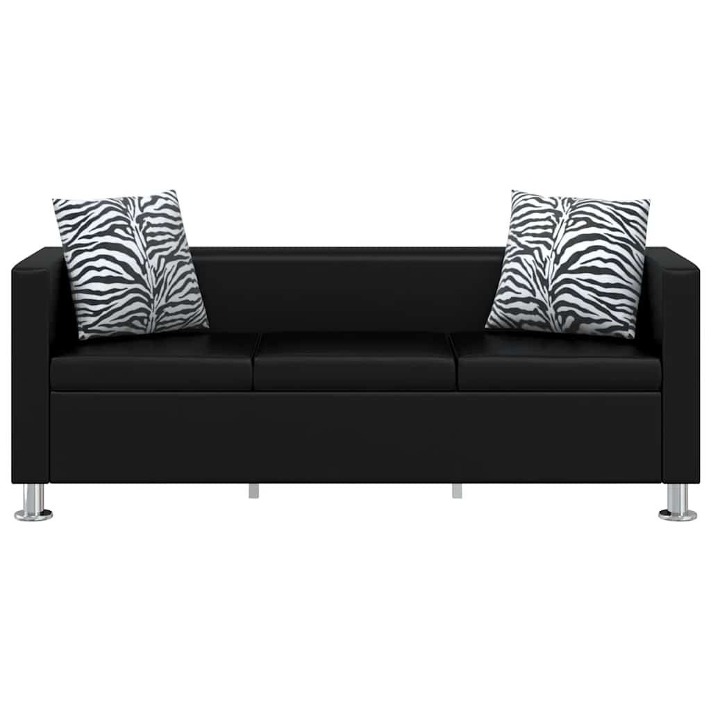 Thumbnail - vidaXL Sofa-Set Kunstleder 3-Sitzer + 2-Sitzer + Sessel Schwarz