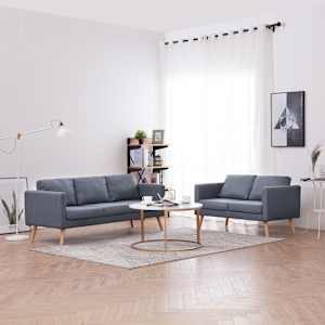 Komplet kavčev dvosed in trosed iz blaga temno sive barve