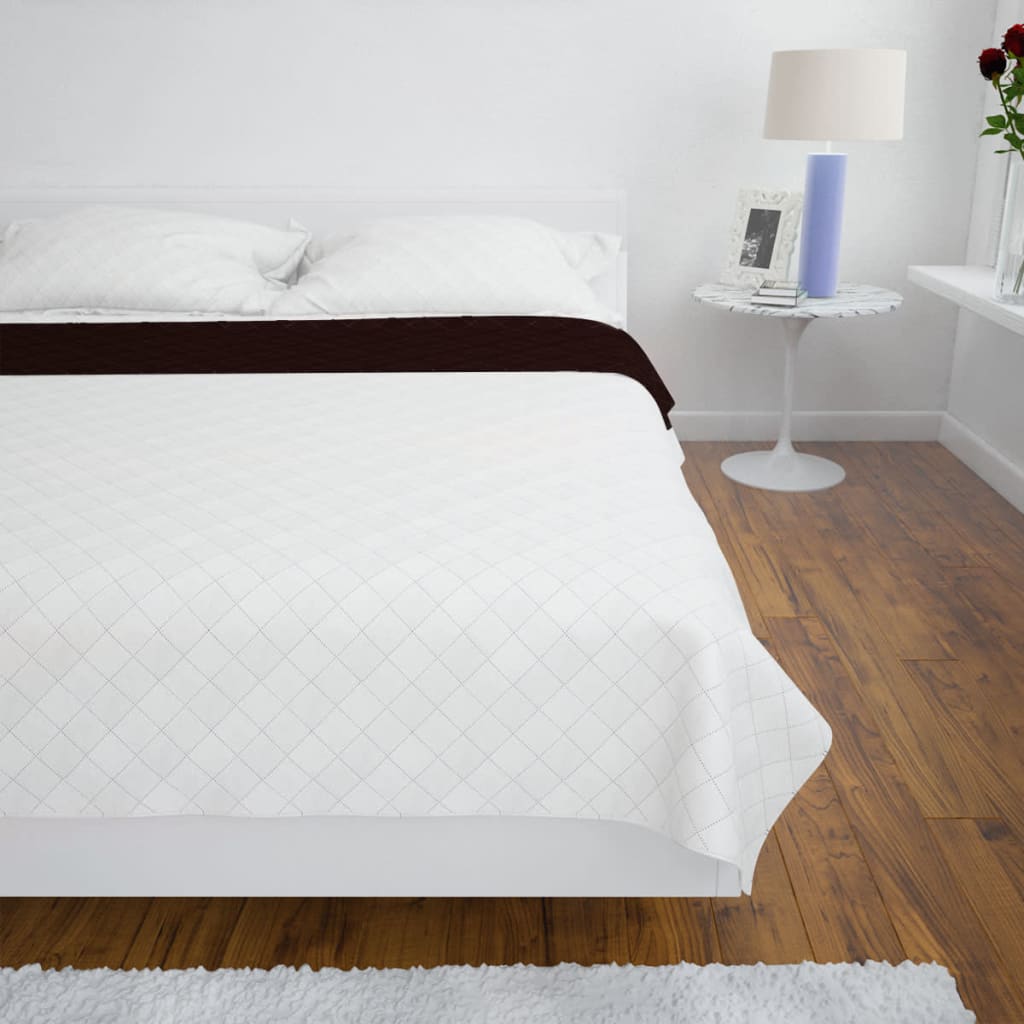 vidaXL Bedsprei gewatteerd dubbelzijdig 170x210 cm beige/bruin afbeelding