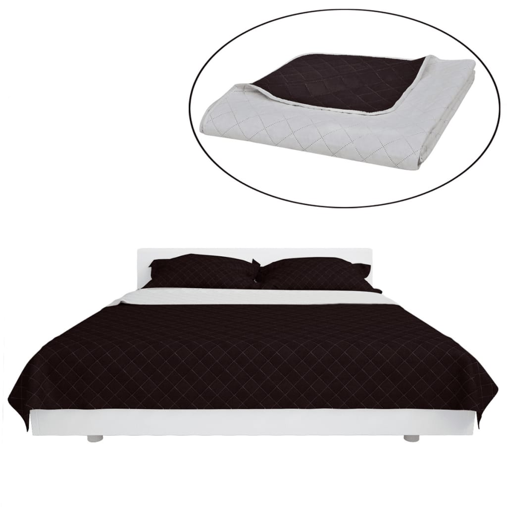 vidaXL Bedsprei gewatteerd dubbelzijdig 220x240 cm beige/bruin afbeelding
