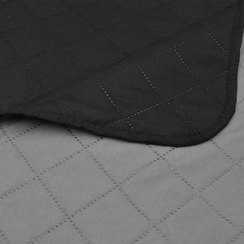 130883 Double-sided Quilted Bedspread Black/Grey 170 x 210 cm 