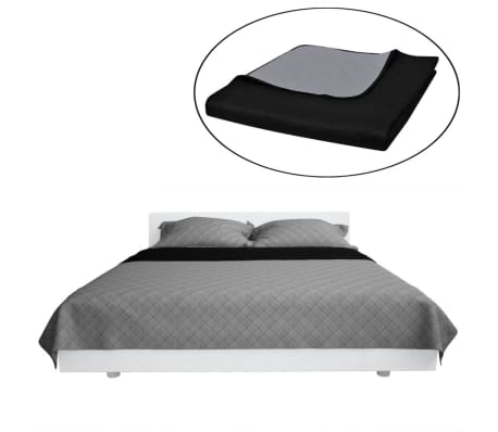 130883 Double-sided Quilted Bedspread Black/Grey 170 x 210 cm