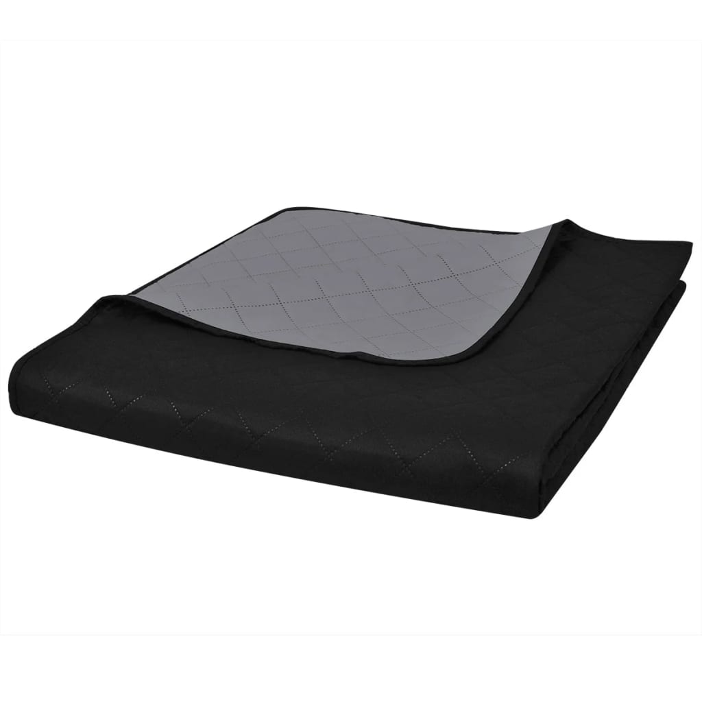 vidaXL Zweiseitige Tagesdecke Gesteppt Schwarz/Grau 230x260 cm