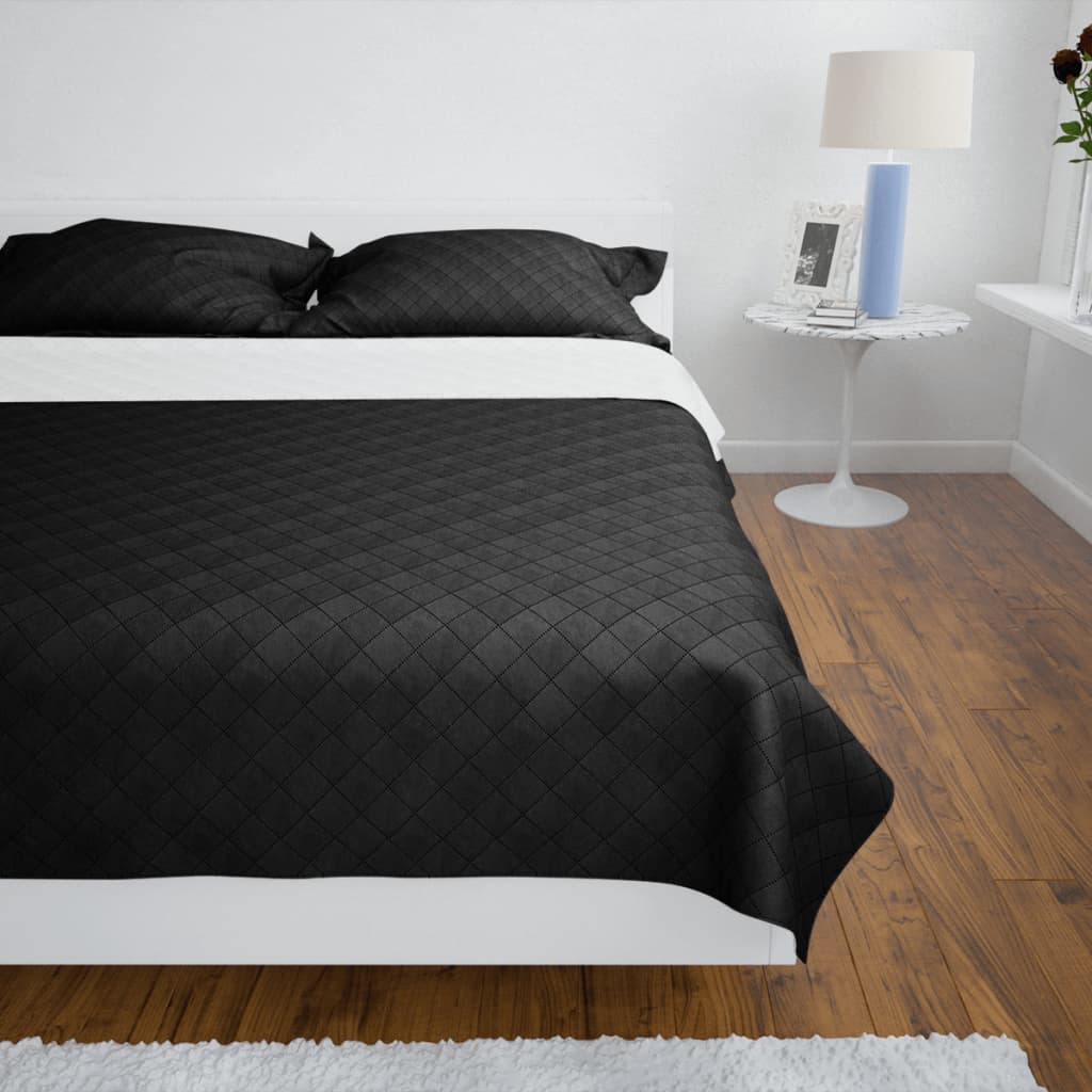 Thumbnail - vidaXL Zweiseitige Tagesdecke Gesteppt Schwarz/Weiß 220x240 cm