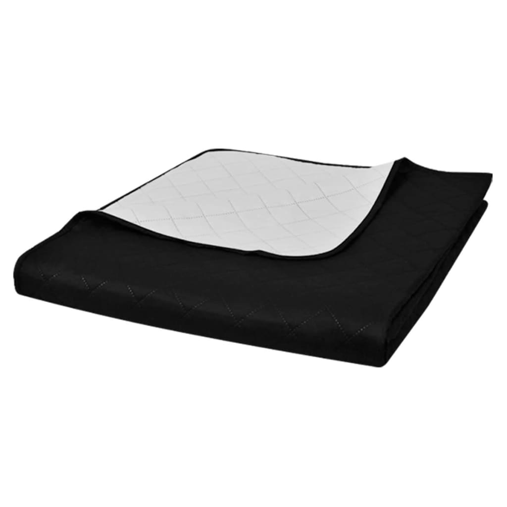 VIDAXL Bedsprei gewatteerd dubbelzijdig 230x260 cm zwart/wit online kopen