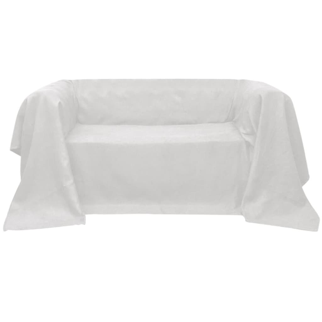vidaXL Micro-Suede Sofaüberwurf Tagesdecke Creme 270 x 350 cm