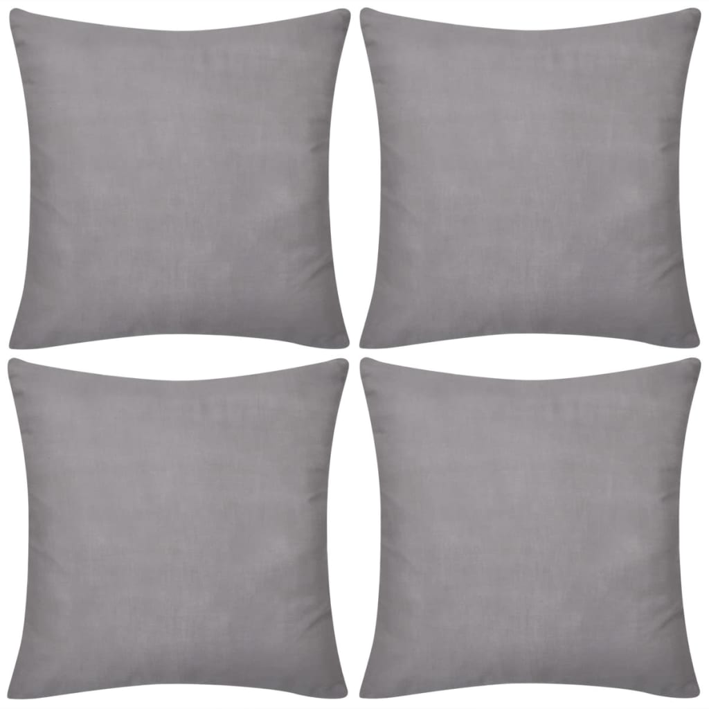 4 graue Kissenbezüge Baumwolle 40 x 40 cm