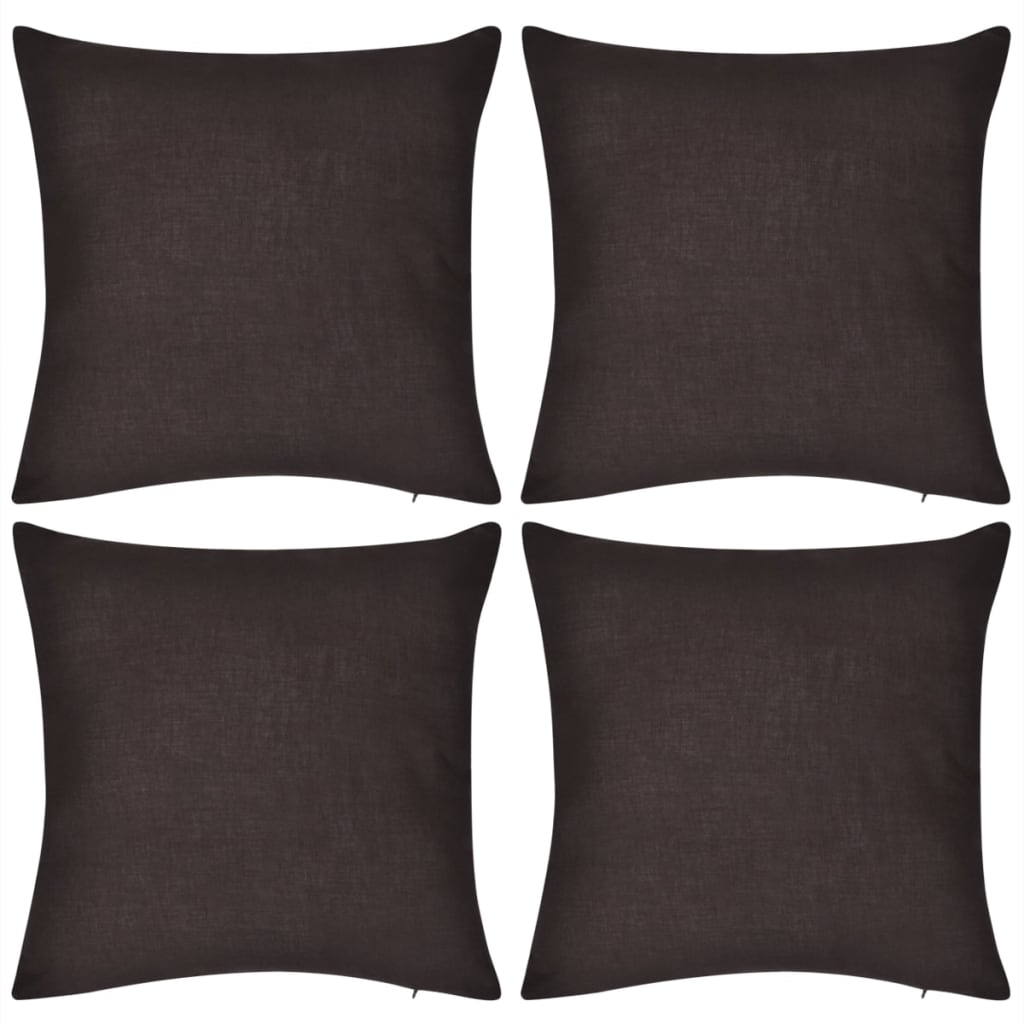 130914 4 Brown Cushion Covers Cotton 50 x 50 cm 