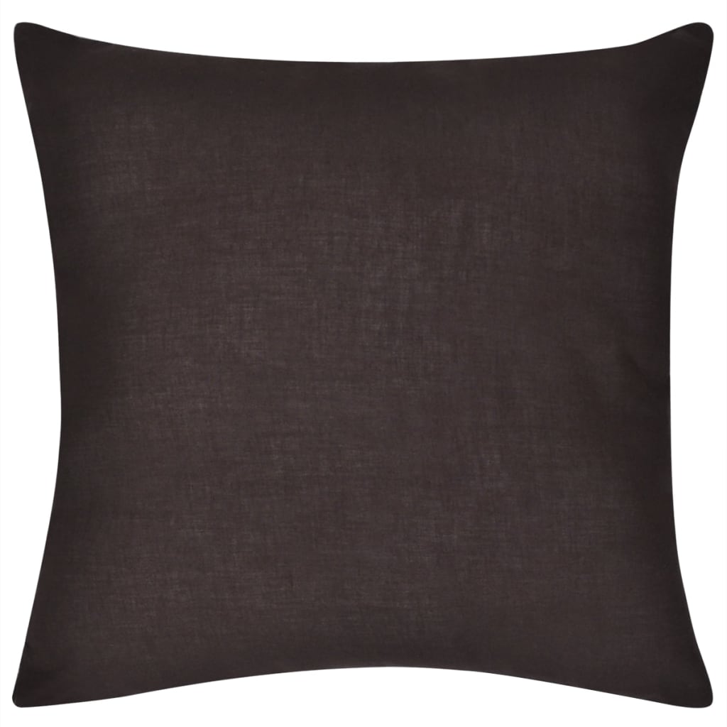 130915 4 Brown Cushion Covers Cotton 80 x 80 cm 