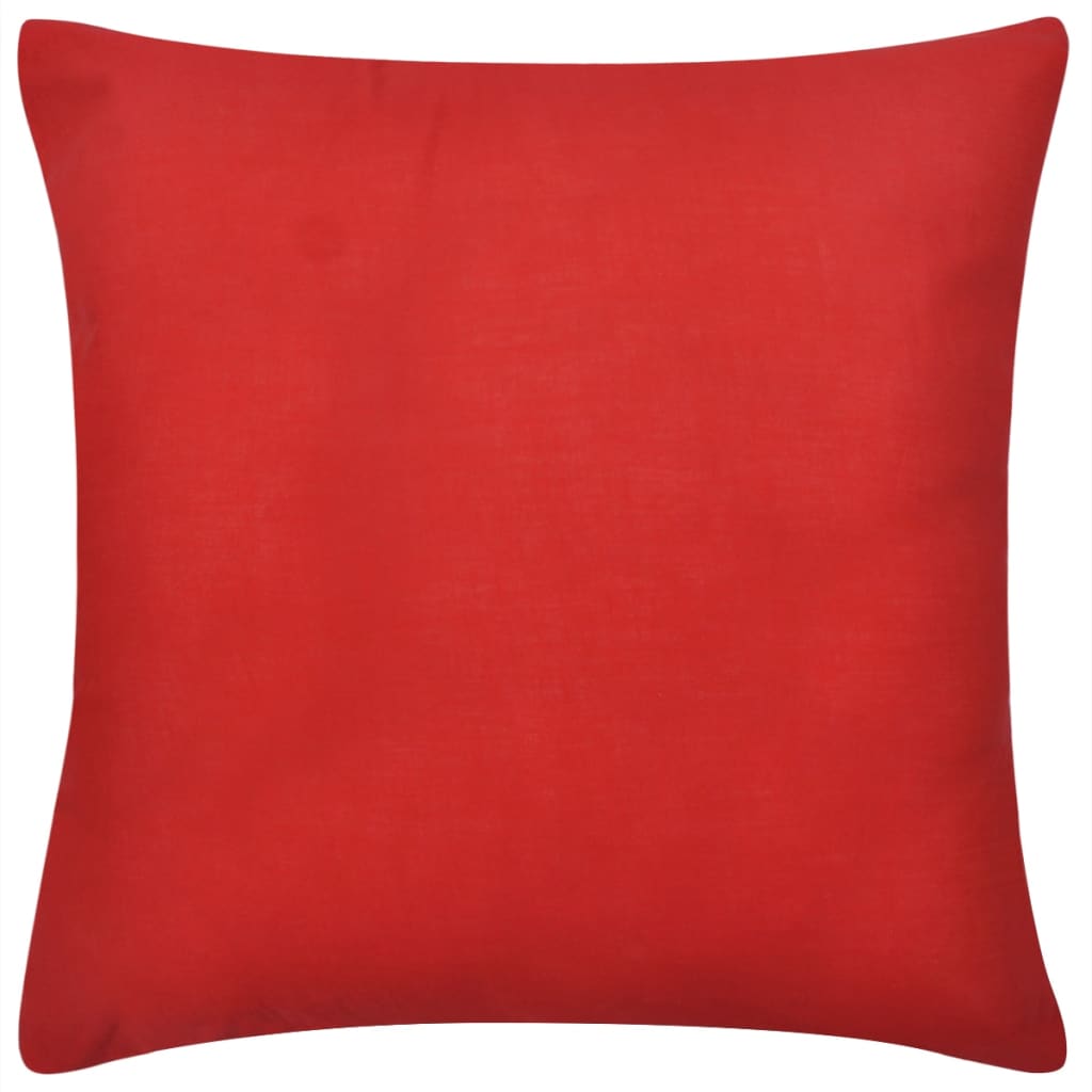 130918 4 Red Cushion Covers Cotton 80 x 80 cm 